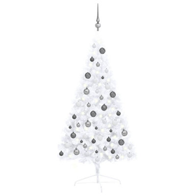 Berkfield Artificial Half Christmas Tree with LEDs&Ball Set White 120 cm Price Comparisons | Compare The Build