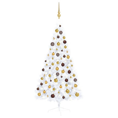 Berkfield Artificial Half Christmas Tree with LEDs&Ball Set White 150 cm Price Comparisons | Compare The Build