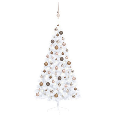 Berkfield Artificial Half Christmas Tree with LEDs&Ball Set White 150 cm Price Comparisons | Compare The Build