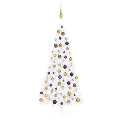 Berkfield Artificial Half Christmas Tree with LEDs&Ball Set White 180 cm DIY at B&Q
