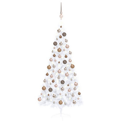 Berkfield Artificial Half Christmas Tree with LEDs&Ball Set White 180 cm Price Comparisons | Compare The Build