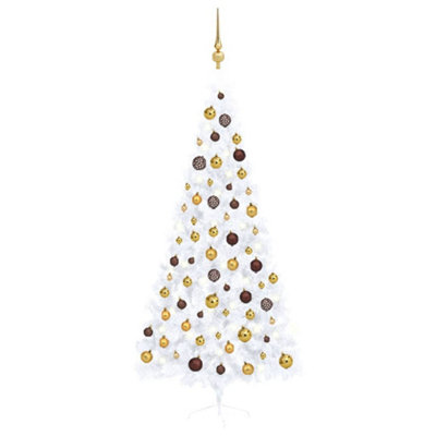 Berkfield Artificial Half Christmas Tree with LEDs&Ball Set White 210 cm Price Comparisons | Compare The Build