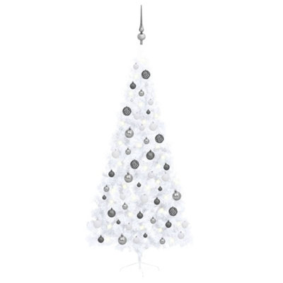 Berkfield Artificial Half Christmas Tree with LEDs&Ball Set White 210 cm Price Comparisons | Compare The Build