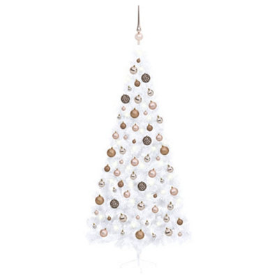 Berkfield Artificial Half Christmas Tree with LEDs&Ball Set White 240 cm DIY at B&Q