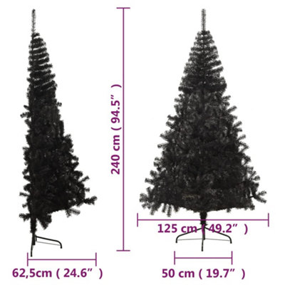 Berkfield Artificial Half Christmas Tree with Stand Black 240 cm PVC