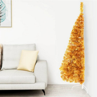 Berkfield Artificial Half Christmas Tree with Stand Gold 120 cm PVC Price Comparisons | Compare The Build