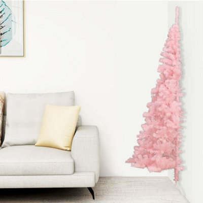 Berkfield Artificial Half Christmas Tree with Stand Pink 210 cm PVC