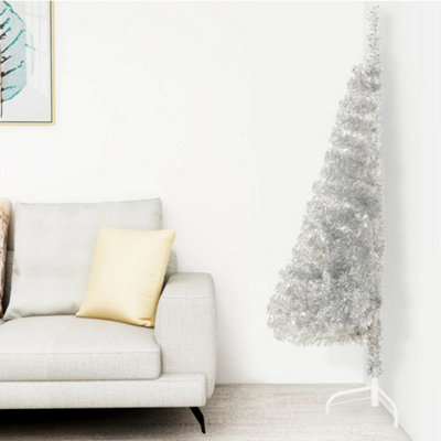 Berkfield Artificial Half Christmas Tree with Stand Silver 150 cm PVC