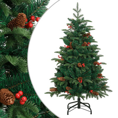 Berkfield Artificial Hinged Christmas Tree with Cones and Berries 120 cm