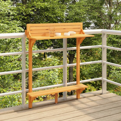 Berkfield Balcony Bar Table 90x37x122.5 cm Solid Acacia Wood
