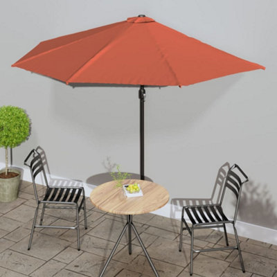 Berkfield Balcony Parasol with Aluminium Pole Terracotta 300x150x253 cm Half