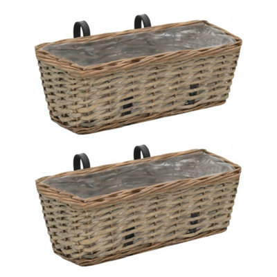 Berkfield Balcony Planter 2 pcs Wicker with PE Lining 40 cm