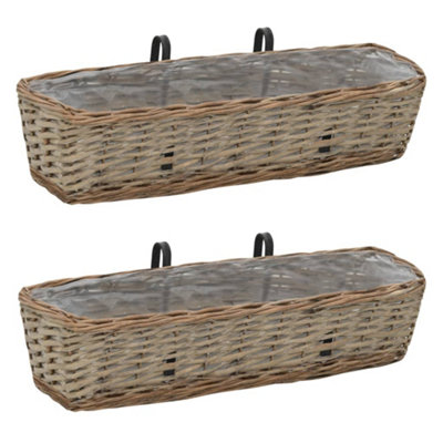 Berkfield Balcony Planter 2 pcs Wicker with PE Lining 60 cm