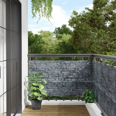Berkfield Balcony Privacy Screen Ledge Stone Look Grey 1000x75 cm PVC