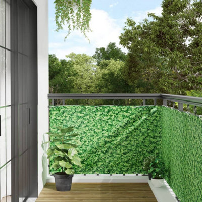 Berkfield Balcony Privacy Screen Plant Look Green 400x90 cm PVC