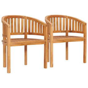 Berkfield Banana Chairs 2 pcs Solid Teak Wood