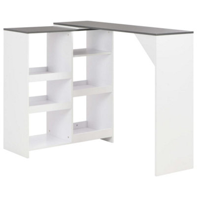 Berkfield Bar Table with Moveable Shelf White 138x39x110 cm