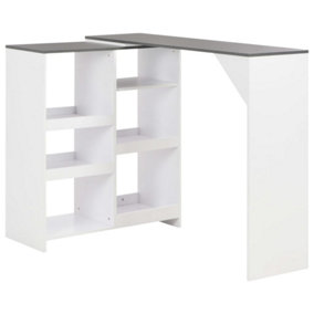 Berkfield Bar Table with Moveable Shelf White 138x39x110 cm