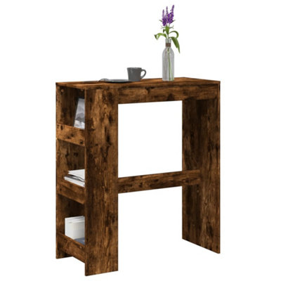 Berkfield Bar Table with Racks Smoked Oak 90x40x103.5 cm Engineered Wood