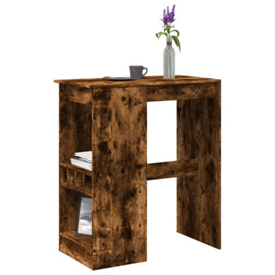 Berkfield Bar Table with Racks Smoked Oak 90x47.5x103.5 cm Engineered Wood