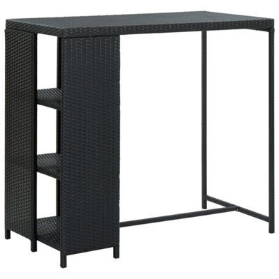 Berkfield Bar Table with Storage Rack Black 120x60x110 cm Poly Rattan