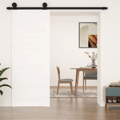 Berkfield Barn Door White 80x1.8x204.5 cm Solid Wood Pine