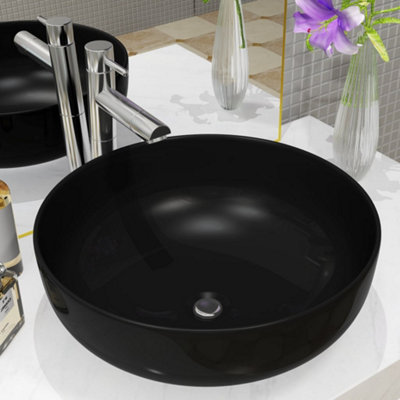 Berkfield Basin Ceramic Round Black 41.5x13.5 cm Price Comparisons | Compare The Build