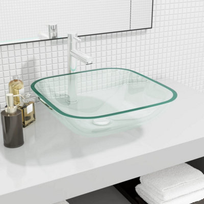 Berkfield Basin Glass 42x42x14 cm Transparent