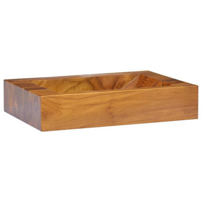 Berkfield Basin Solid Teak Wood 50x35x10 cm