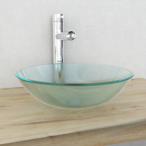 Berkfield Basin Tempered Glass 42 cm Frosted