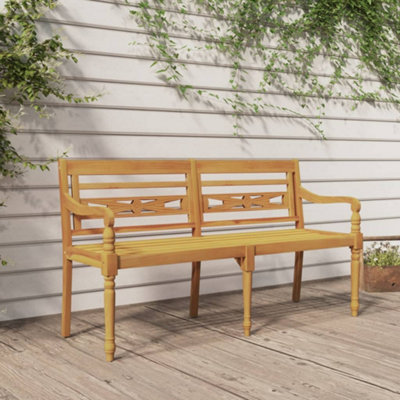 Berkfield Batavia Bench 150 cm Solid Wood Teak | DIY at B&Q