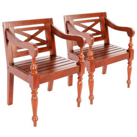 Berkfield Batavia Chairs 2 pcs Dark Brown Solid Mahogany Wood