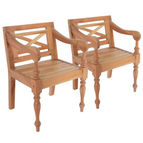 Berkfield Batavia Chairs 2 pcs Light Brown Solid Mahogany Wood