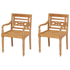 Berkfield Batavia Chairs 2 pcs Solid Teak Wood