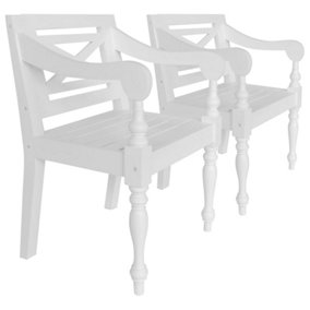 Berkfield Batavia Chairs 2 pcs White Solid Mahogany Wood