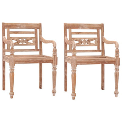 Berkfield Batavia Chairs 2 pcs White Wash Solid Teak Wood