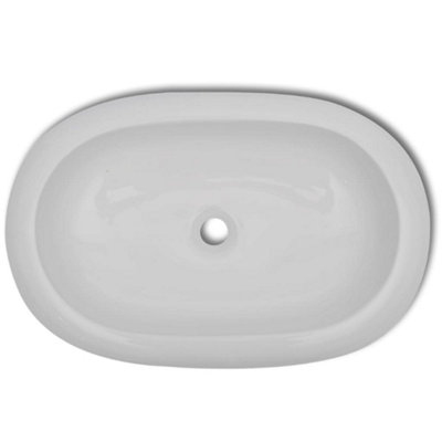 Berkfield Bathroom Basin with Mixer Tap Ceramic Oval White