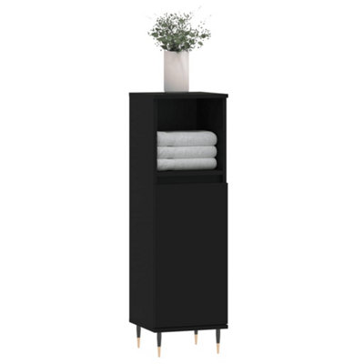 Berkfield Bathroom Cabinet Black 30x30x100 cm Engineered Wood