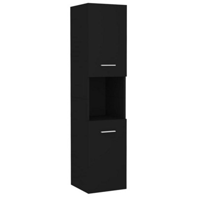 Berkfield Bathroom Cabinet Black 30x30x130 cm Engineered Wood