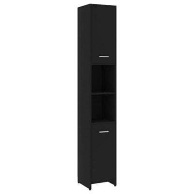 Berkfield Bathroom Cabinet Black 30x30x183.5 cm Engineered Wood