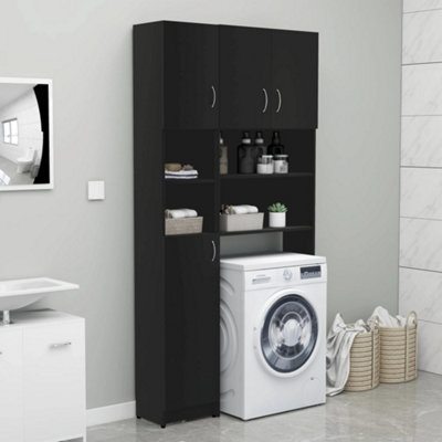 Berkfield Bathroom Cabinet Black 32x25.5x190 cm Engineered Wood