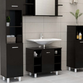 Berkfield Bathroom Cabinet Black 60x32x53.5 cm Engineered Wood