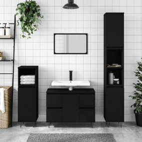 Berkfield Bathroom Cabinet Black 80x33x60 cm Engineered Wood