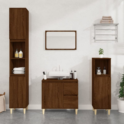 Berkfield Bathroom Cabinet Brown Oak 30x30x190 cm Engineered Wood | DIY ...