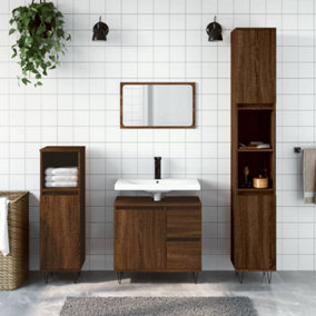 Berkfield Bathroom Cabinet Brown Oak 30x30x190 cm Engineered Wood