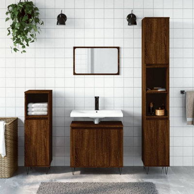 Berkfield Bathroom Cabinet Brown Oak 58x33x60 cm Engineered Wood | DIY ...