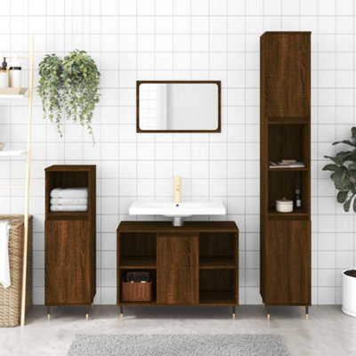Berkfield Bathroom Cabinet Brown Oak 80x33x60 cm Engineered Wood | DIY ...