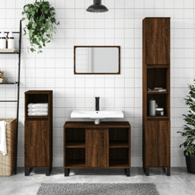 Berkfield Bathroom Cabinet Brown Oak 80x33x60 cm Engineered Wood