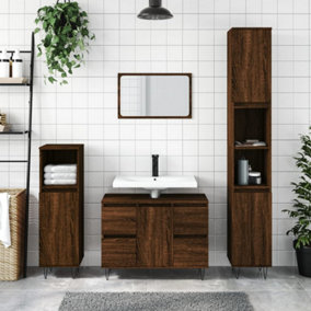 Berkfield Bathroom Cabinet Brown Oak 80x33x60 cm Engineered Wood