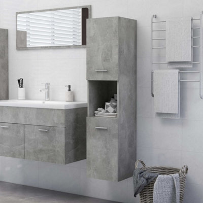 Berkfield Bathroom Cabinet Concrete Grey 30x30x130 cm Engineered Wood Price Comparisons | Compare The Build